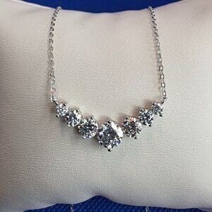7-stone Round White Moissanite Necklace